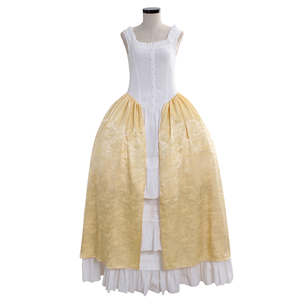 Medieval Women Viking Cream And White Cosplay Costume Adult Renaissance Ancient Gown With Lace Trim And Ruffled Hem Norse Gothic Ladies Halloween Christmas Dress