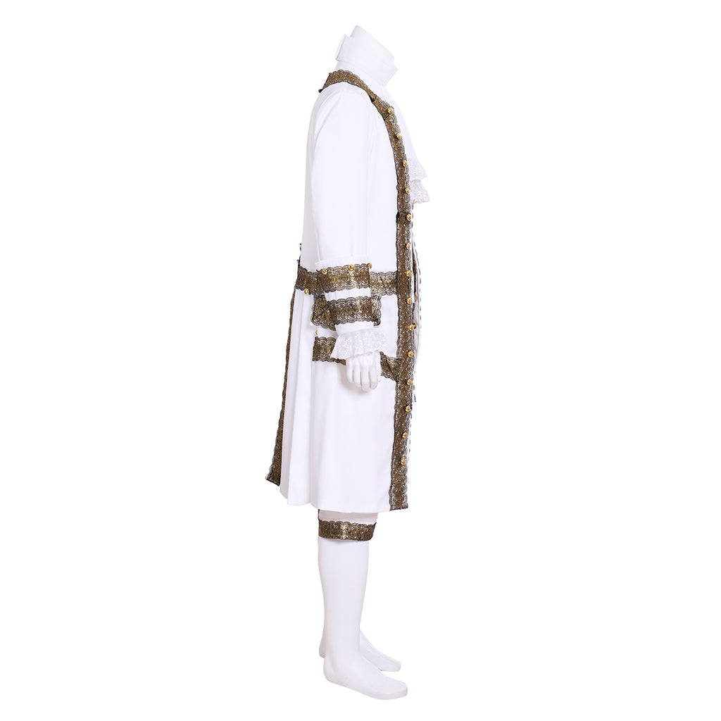 18th-Century European Rococo Justaucorps and Breeches Costume with Gold Embellishments for Historical Reenactments Cosplay Events or Halloween Christmas or Parties