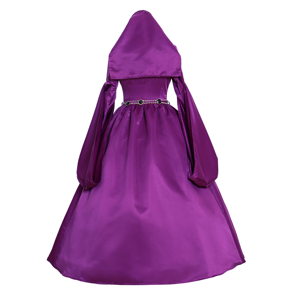 Anne Boleyn Costume Tudor Queen Dress Queen Elizabeth Ball Gown King Henry Outfit Purple Ornate Pattern Square Neckline Puff Sleeve Women's Prom Outfit Valentine's Day Party Evening Dress Masquerade