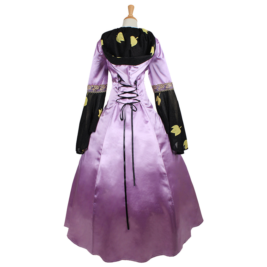 Medieval Women Renaissance Purple & Black Cosplay Costume Adult Ancient Gown With Lace Up Floral Details Gothic Ladies Halloween Christmas Dress