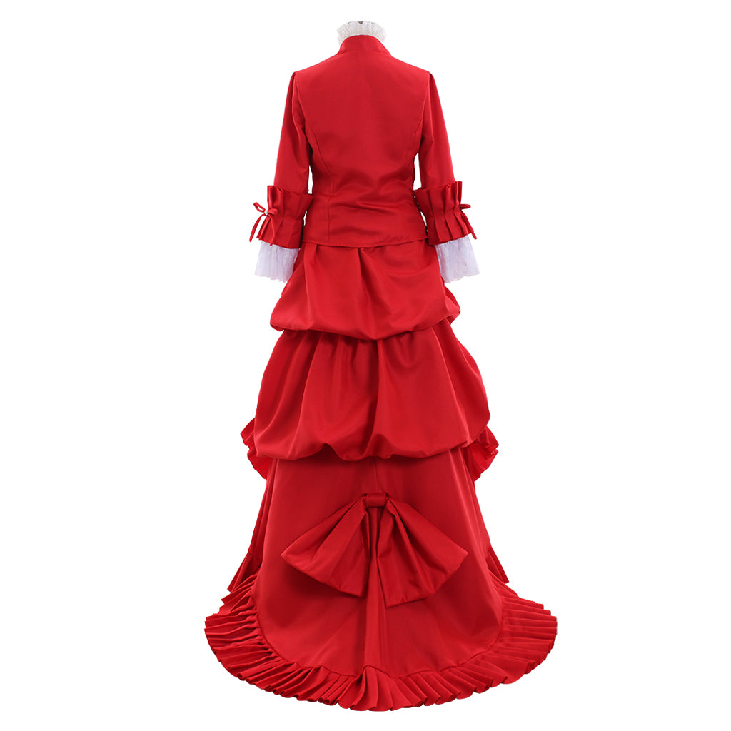 Victorian Rococo Medieval Floor Length Dress Ball Gown Party Costume Princess Solid Color Ball Gown Flare Cuff Sleeve Red Women's Royal Halloween Carnival Party Prom Carnival of Venice Dress