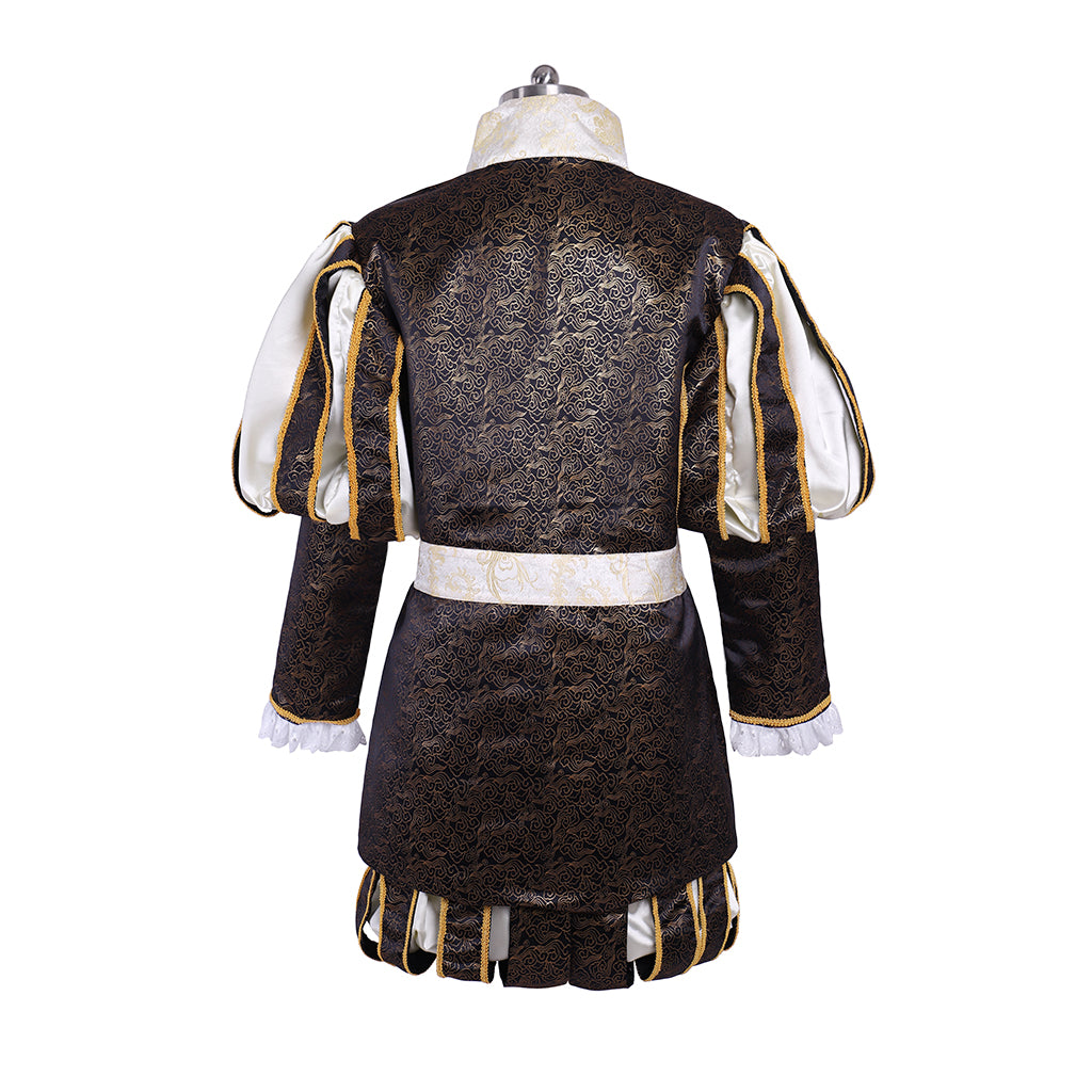 Medieval Men's Dark Brocade Elaborate Styled Aristocratic Court Costume Cosplay Stage Outfit Adult Halloween Christmas Party Themed Outfit