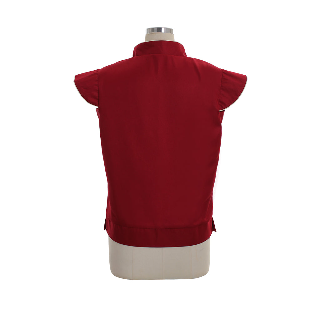 Medieval Men's Red Sleeveless Vest with Stand up Collar and Lace up Front for Cosplay Themed Events, Halloween Christmas or Parties