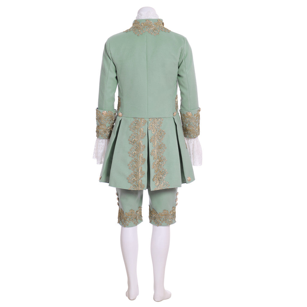 Medieval Men's Rococo Court Suit with Intricate Gold Embroidery Cosplay Stage Costume Adult Halloween Christmas Party Themed Outfit