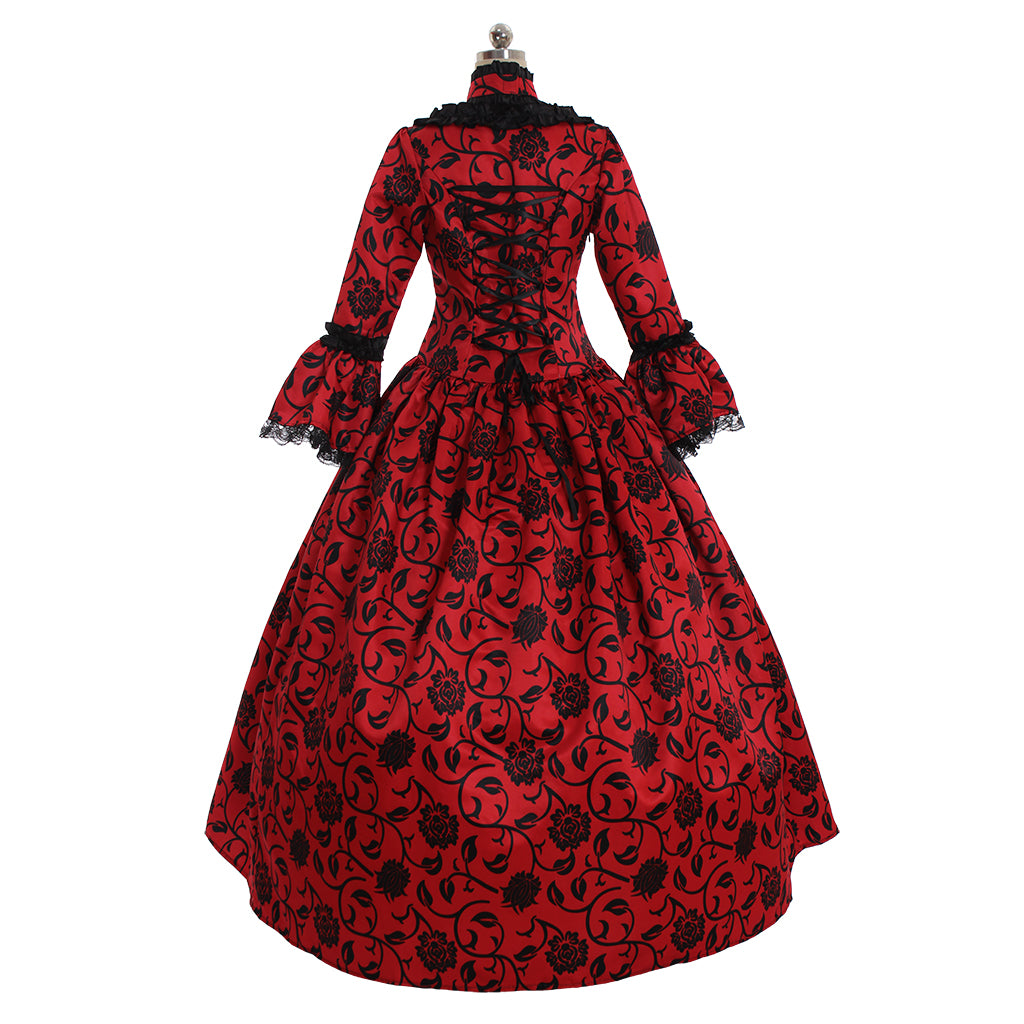 Gothic Rococo Victorian Party Costume Ball Gown Prom Dress Princess Lace print Women's Royal Masquerade Party Carnival of Venice Adults' Dress