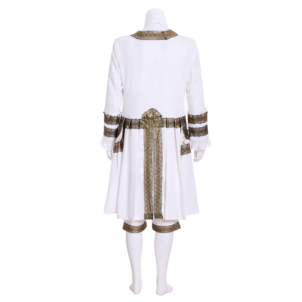 18th-Century European Rococo Justaucorps and Breeches Costume with Gold Embellishments for Historical Reenactments Cosplay Events or Halloween Christmas or Parties
