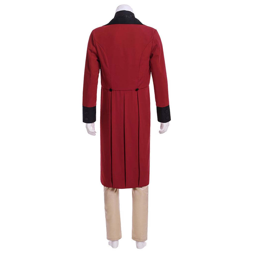 Medieval Victorian Men's Red Black Accented Military Inspired Noble Court Costume Cosplay Stage Outfit Adult Halloween Christmas Party Themed Outfit