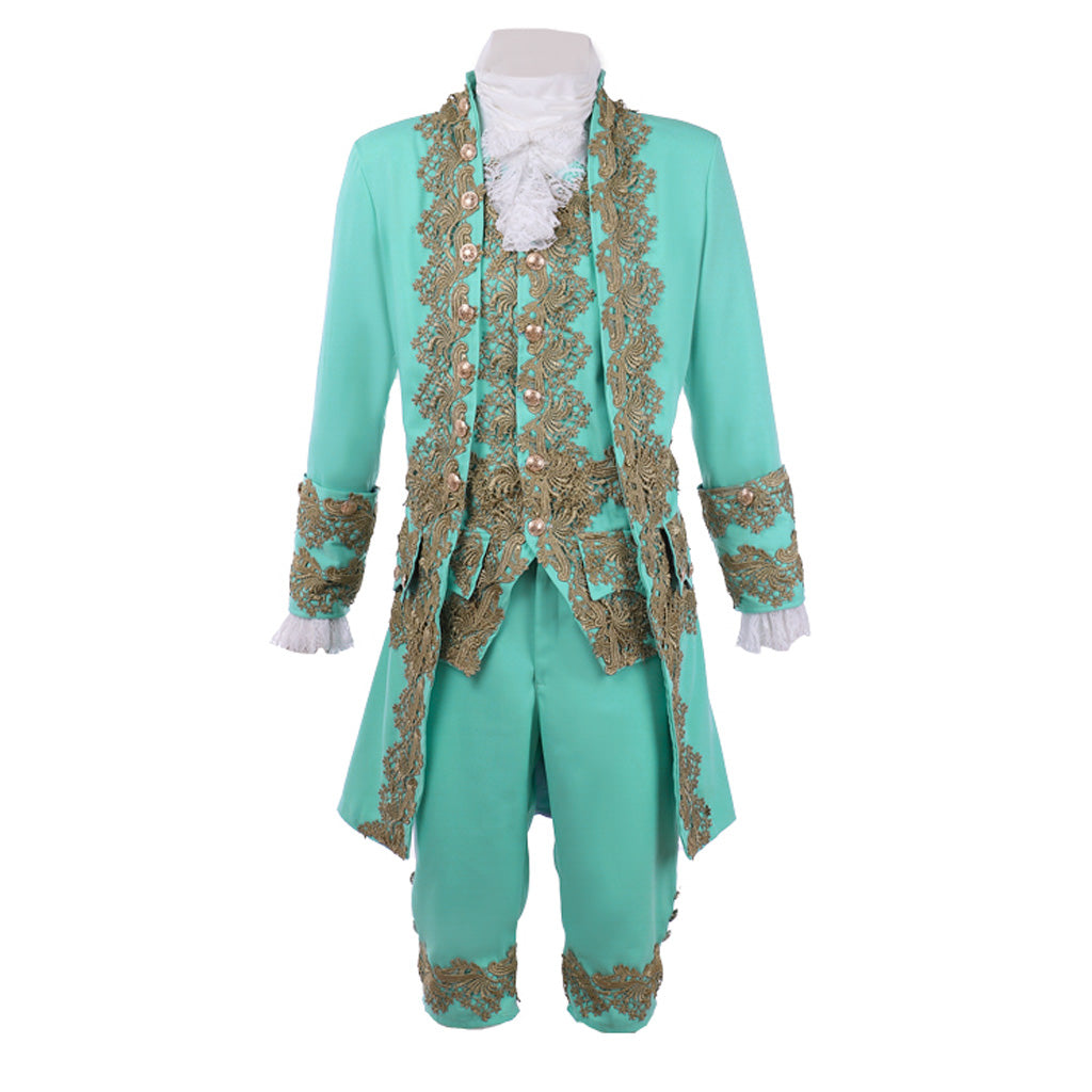 Medieval Men's Rococo Court Suit with Intricate Gold Embroidery Cosplay Stage Costume Adult Halloween Christmas Party Themed Outfit