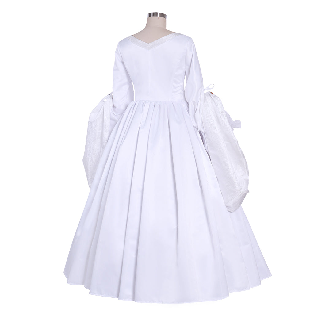 Queen Elizabeth Tudor Period Dress Renaissance Medieval Inspired Gown Prom Outfit Princess Shakespeare White Jewel - Embellished Puff Sleeve Women's Halloween Carnival Valentine's Day Party Evening Party Masquerade Adults' Dress All