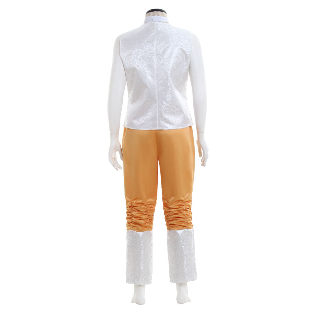 Medieval Men's White and Yellow Court Suit with Gold Accents Costume for Cosplay Themed Events Halloween Christmas or Themed Parties