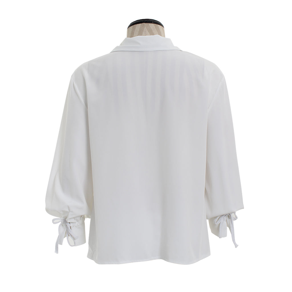 Medieval Men's White Long Sleeve Shirt with Spread Collar and Lace up Neckline for Cosplay Themed Events, Halloween, Christmas or Parties