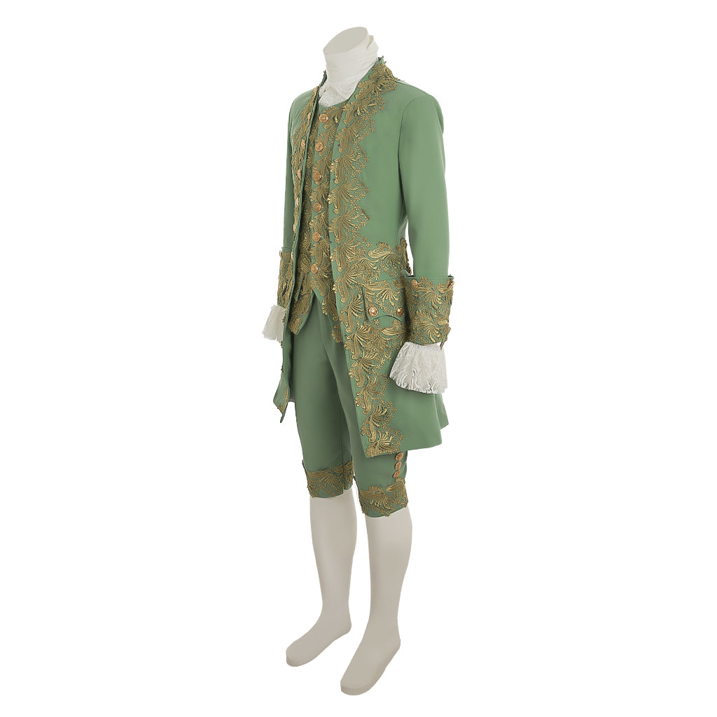 Medieval Men's Rococo Court Suit with Intricate Gold Embroidery Cosplay Stage Costume Adult Halloween Christmas Party Themed Outfit