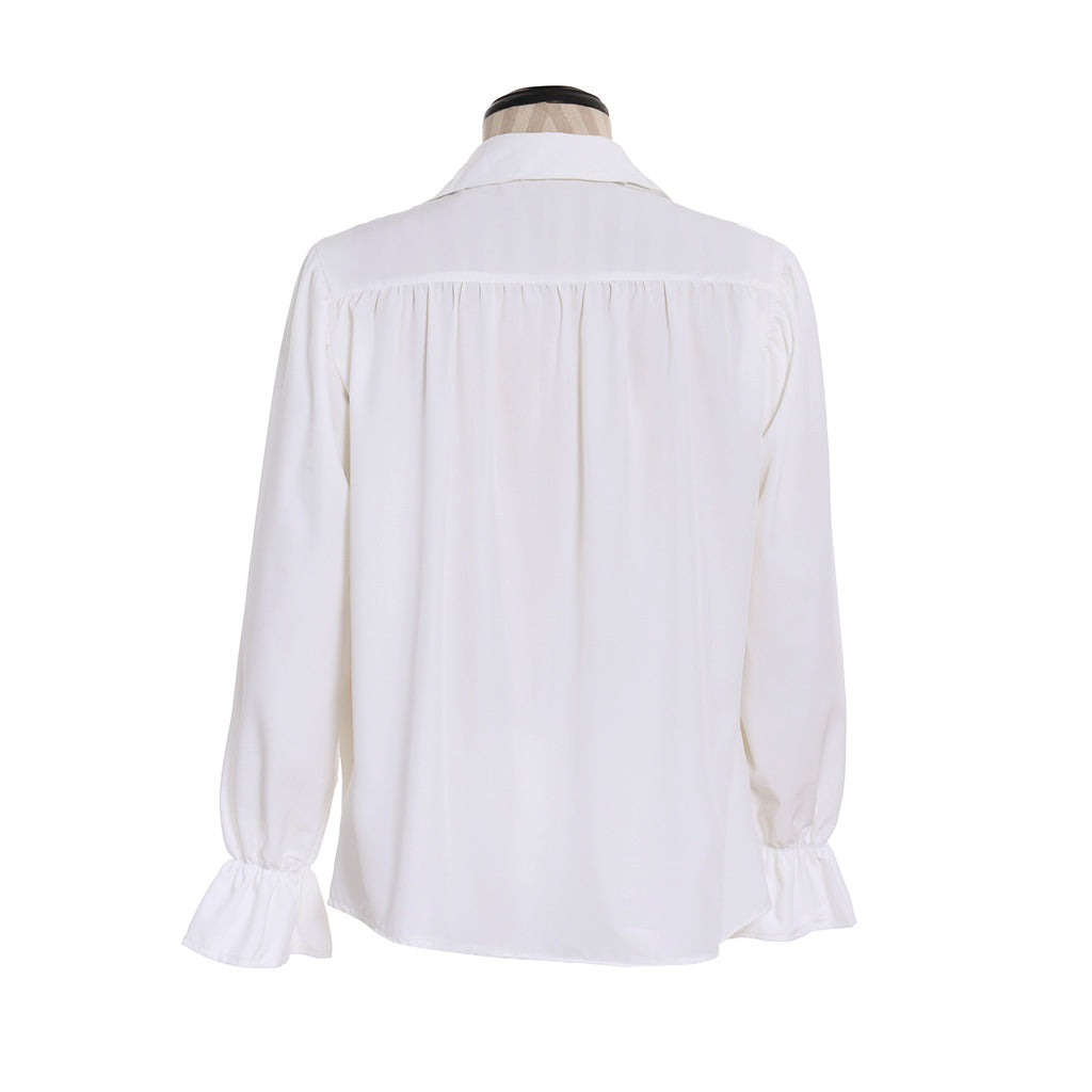 Medieval Men's White Long Sleeve Shirt with Ruffled Lace up Neckline and Flared Cuffs for Cosplay Themed Events Halloween Christmas or Parties