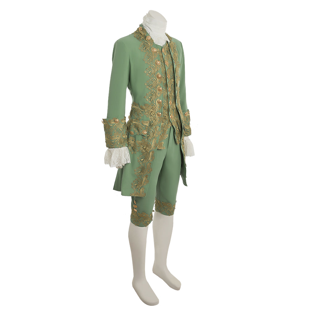 Medieval Men's Rococo Court Suit with Intricate Gold Embroidery Cosplay Stage Costume Adult Halloween Christmas Party Themed Outfit