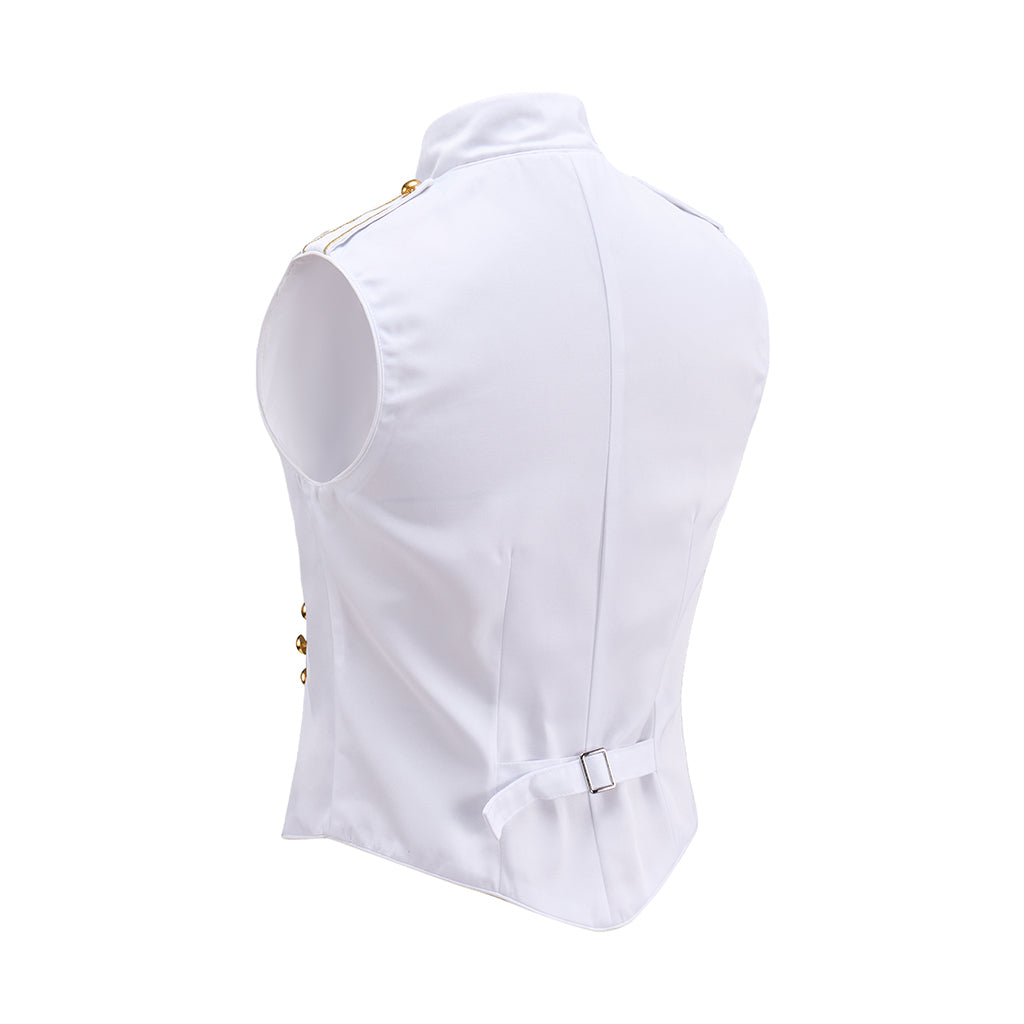 Medieval White Military Style Vest with Ornate Gold Buttons for Historical Reenactments Medieval Themed Events Halloween and Christmas