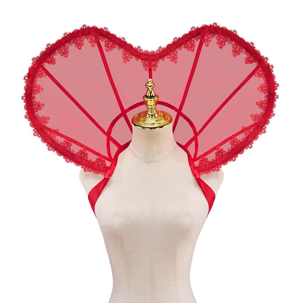 Medieval Heart Shaped Neck Wear with Lace Detailing for Vintage Parties Valentine's Day Celebrations Halloween and Christmas