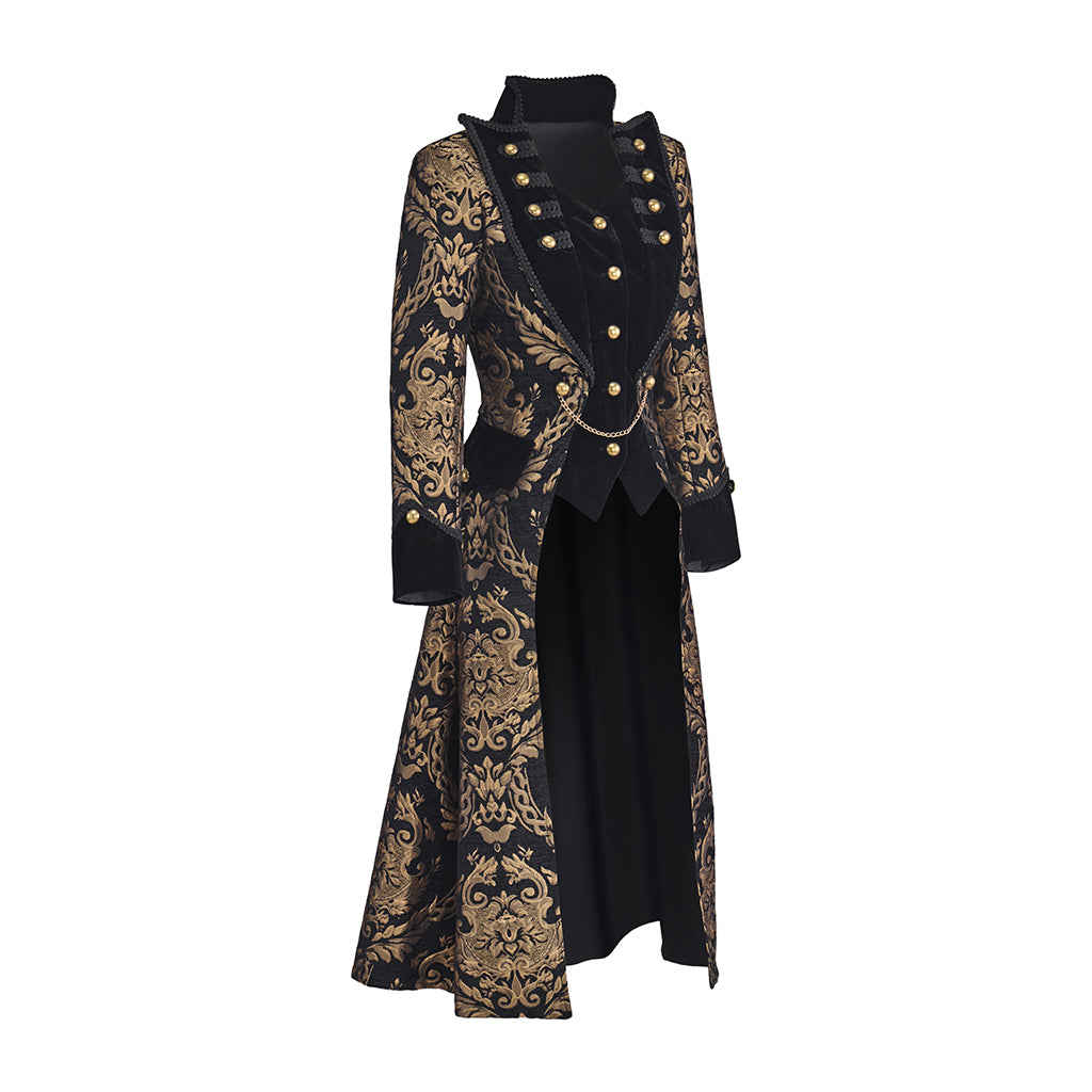 Victorian Black Gold Embroidered Custom for Historical Reenactments Victorian Themed Events Costume Parties Halloween and Christmas