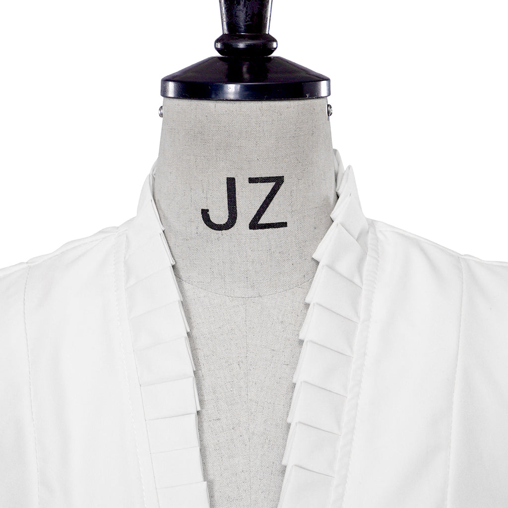 Medieval Style White Structured Jacket with Notched Collar Single Button Peplum Asymmetric Hem for Historical Reenactments Cosplay Events