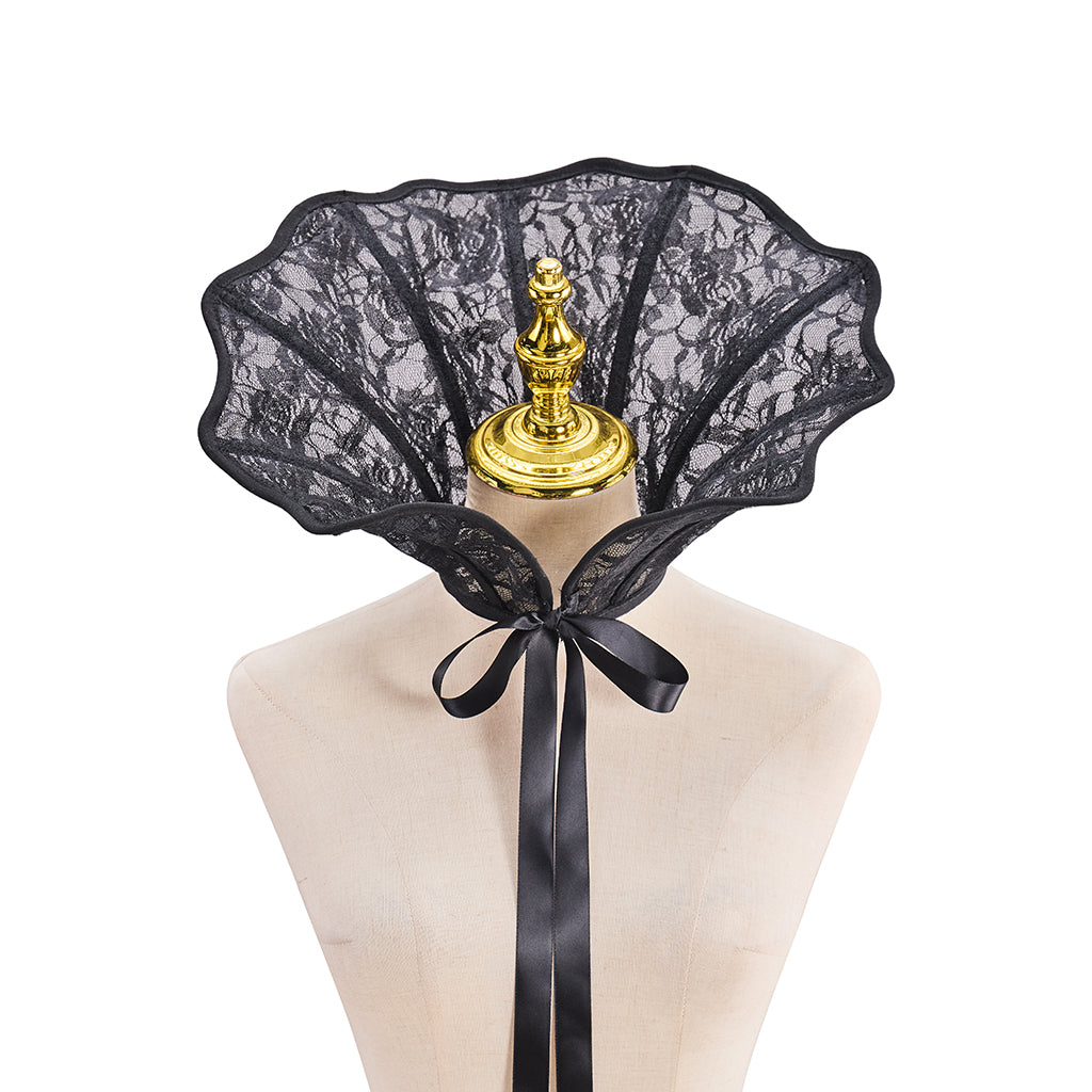 Medieval Renaissance Black Lace Trimmed Noble Headpiece for Historical Reenactments Renaissance Themed Events Halloween and Christmas