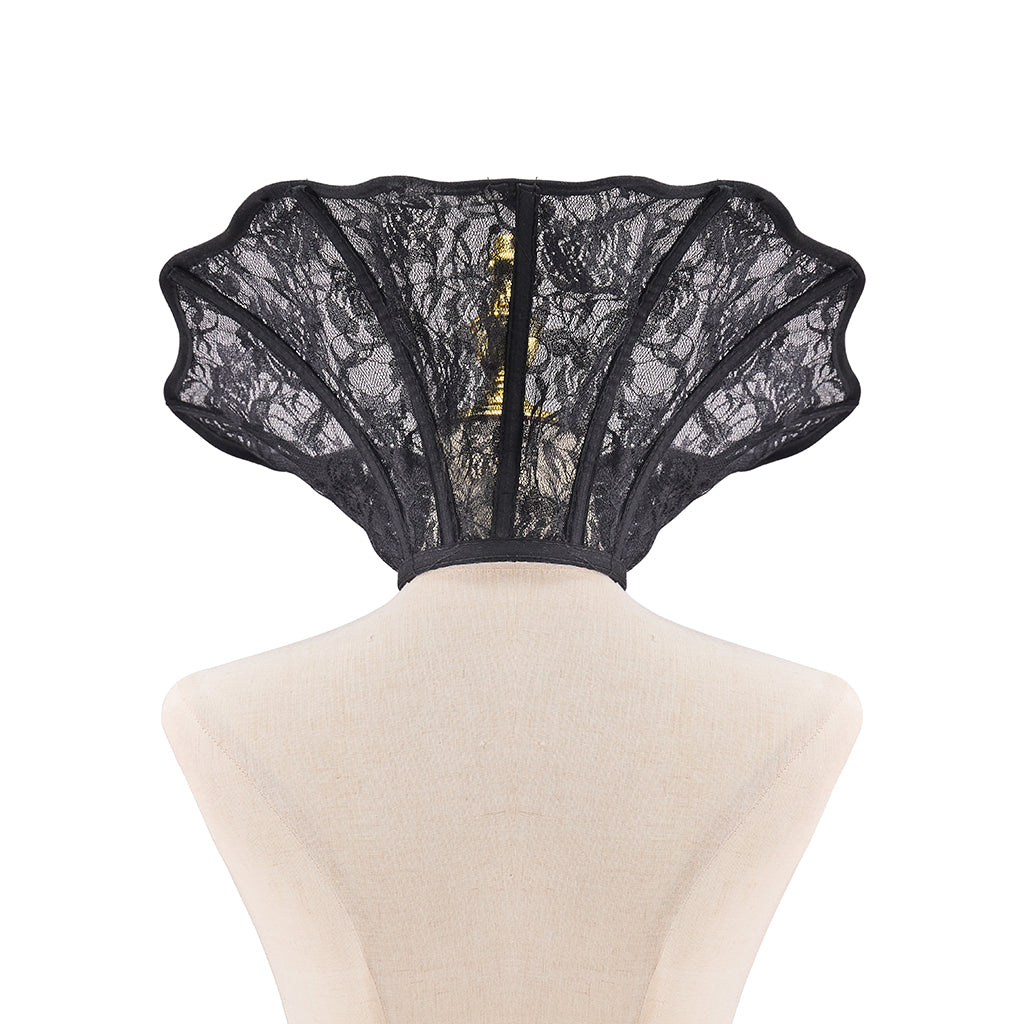 Medieval Renaissance Black Lace Trimmed Noble Headpiece for Historical Reenactments Renaissance Themed Events Halloween and Christmas