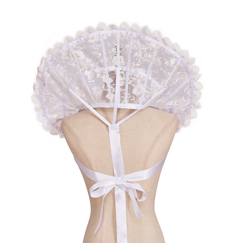 Medieval Style White Lace Fan - Shaped Shoulder Collar for Historical Reenactments Cosplay Events Medieval Themed Gatherings Halloween Christmas