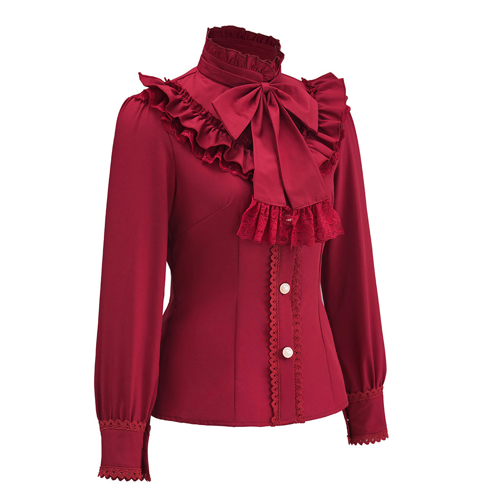 Medieval Renaissance Red Ruffled Noble Blouse for Historical Reenactments Renaissance Themed Events Halloween and Christmas
