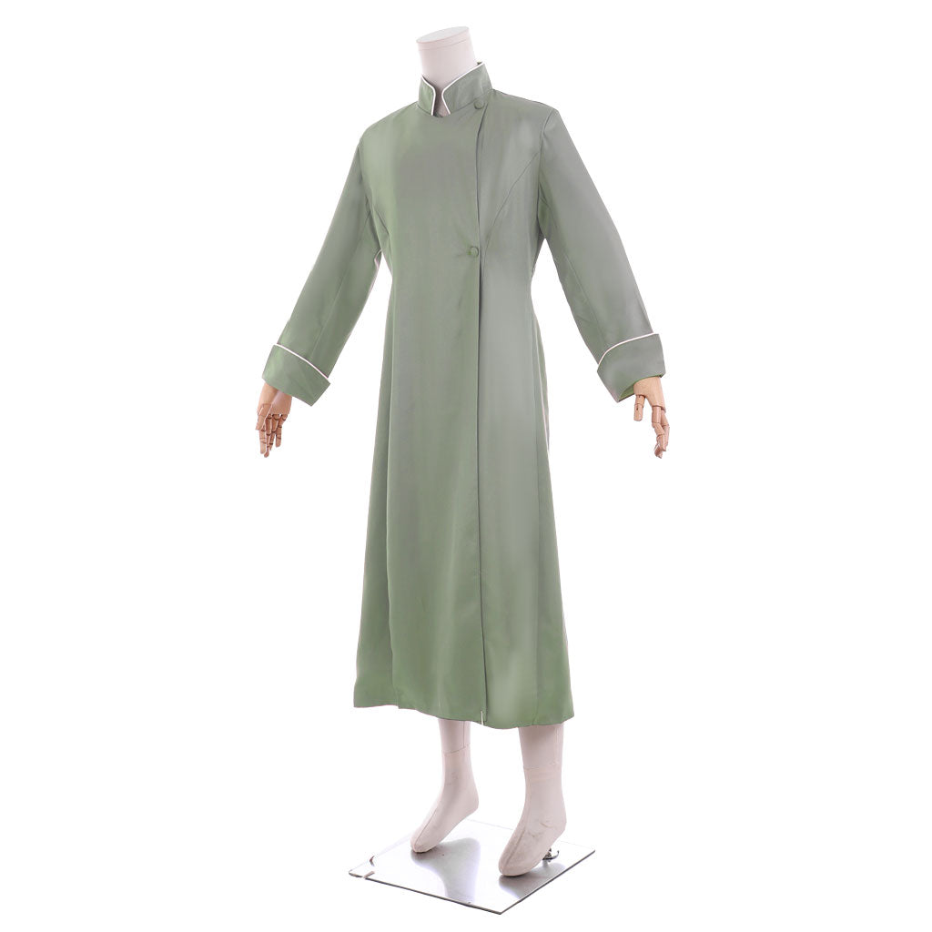 Medieval Clergy Roman Cassock Priest Robe Cosplay Costume Nun Long Sleeve Dress Olive Green Regency Dress Mandarin Collar Retro Renaissance Gown Women Cosplay Costume Adult Ladies Halloween Dress