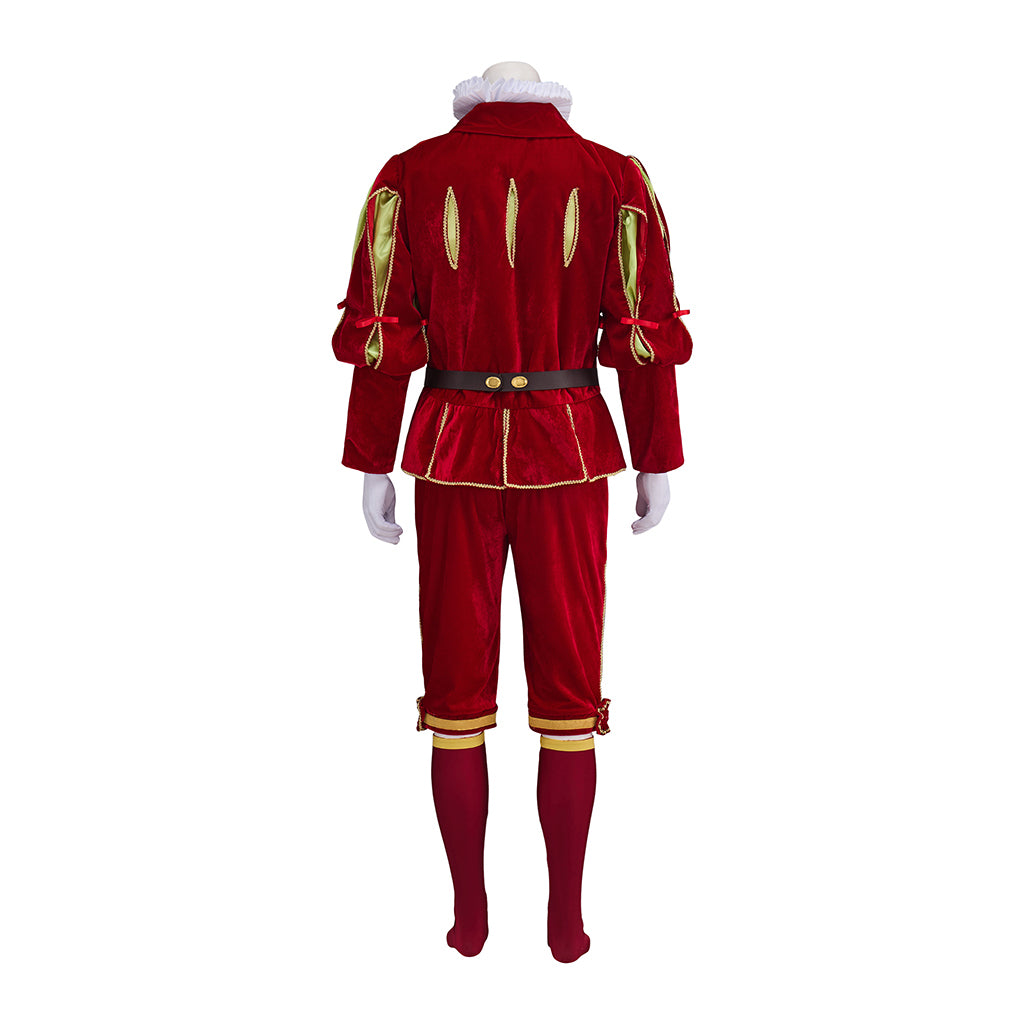 Medieval Renaissance Red Gold - Trimmed Noble Costume for Historical Reenactments Renaissance Themed Events Halloween and Christmas
