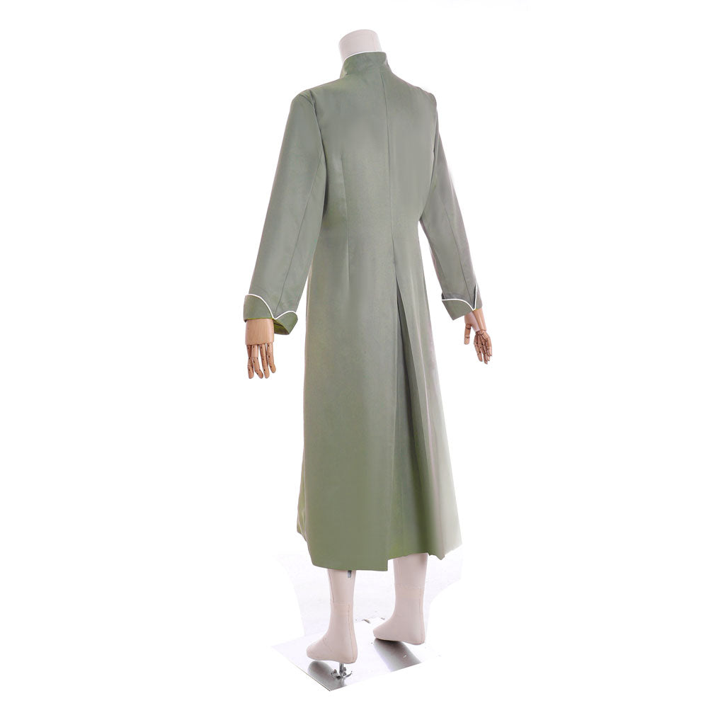 Medieval Clergy Roman Cassock Priest Robe Cosplay Costume Nun Long Sleeve Dress Olive Green Regency Dress Mandarin Collar Retro Renaissance Gown Women Cosplay Costume Adult Ladies Halloween Dress