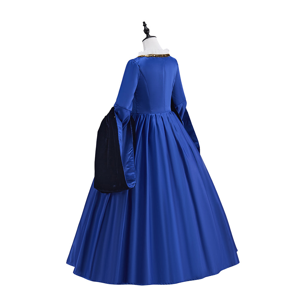 Medieval Victorian Blue Ruffled Noble Gown for Historical Reenactments Renaissance Halloween and Christmas