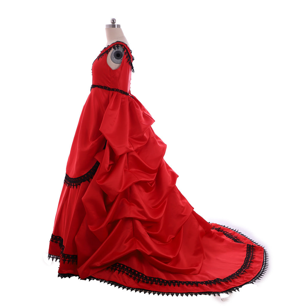 Victorian Rococo Medieval Floor Length Dress Ball Gown Party Costume Princess Red Women's Royal Halloween Carnival Party Prom Carnival of Venice Dress