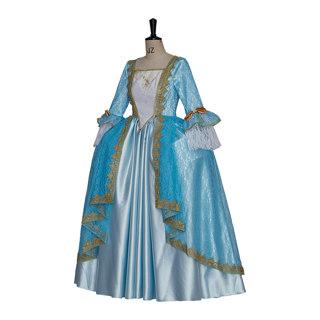 Rococo Victorian Vintage Dress Ball Gown Prom Custom Blue Women's Masquerade Carnival Wedding Party Adults' Dress