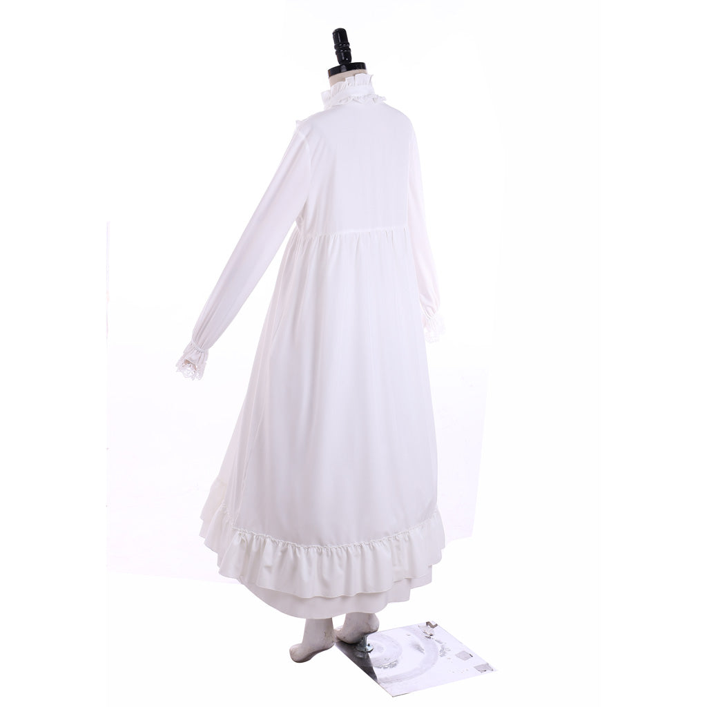 Medieval Women Renaissance Ruffled High Neck Long Sleeve Maxi Dress Medieval Costume Women Adult Cosplay Costume Ladies Halloween Renaissance Gown