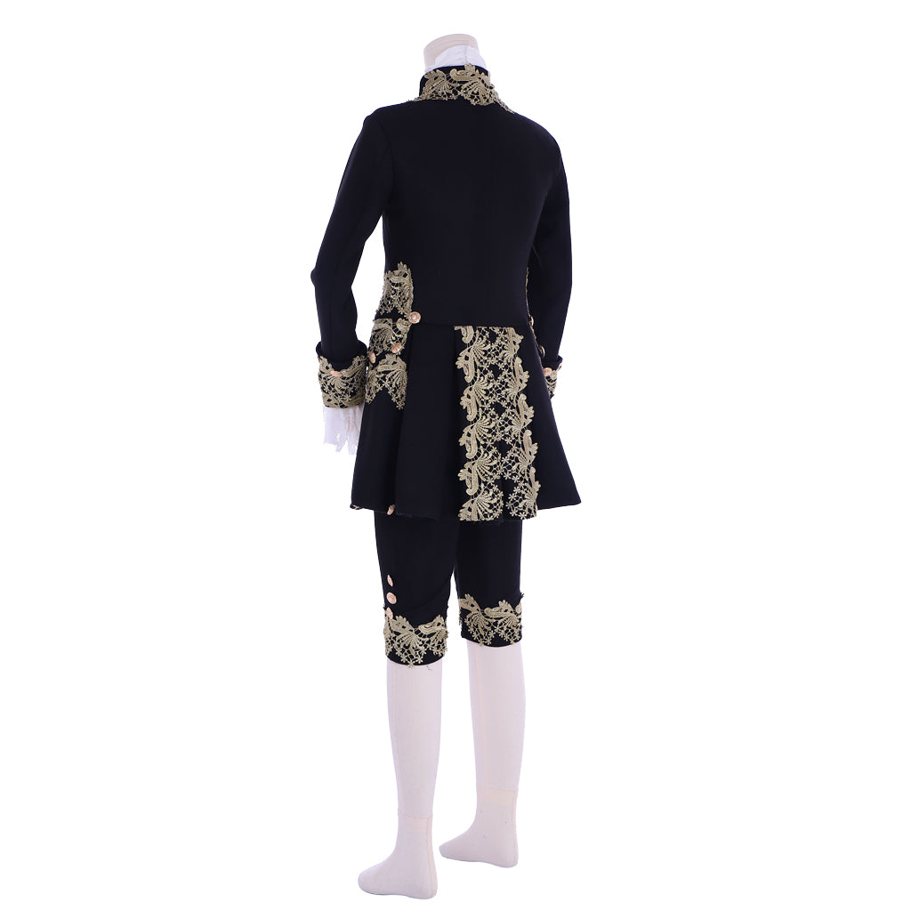 Medieval Men's Rococo Court Suit with Intricate Gold Embroidery Cosplay Stage Costume Adult Halloween Christmas Party Themed Outfit