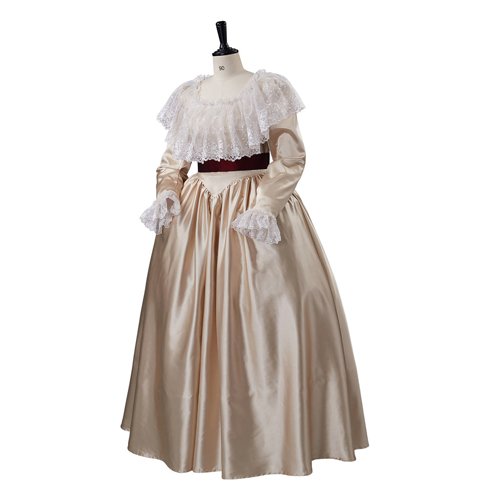 Medieval Style Brown Gown Collar Cuffs and Puff Sleeves Plus Side Lacing for Historical Reenactments Cosplay Events Halloween Christmas