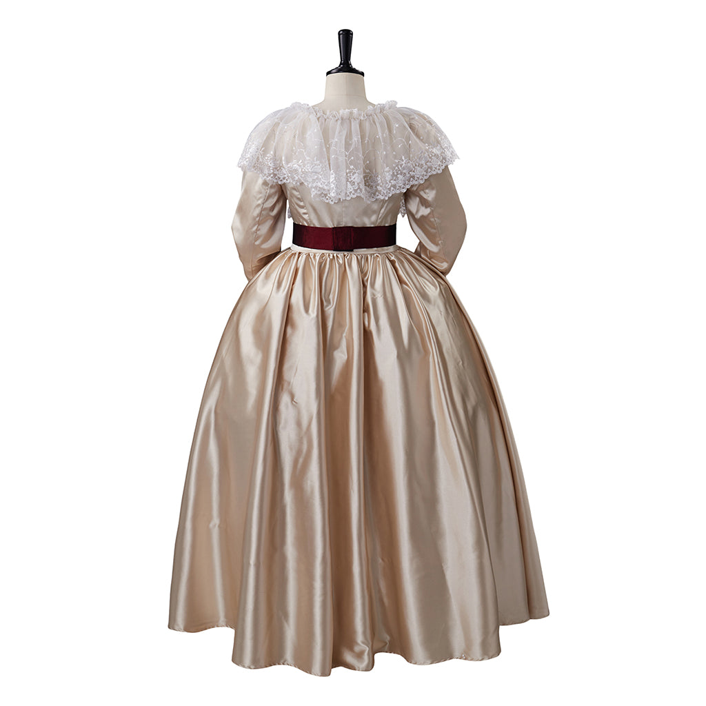 Medieval Style Brown Gown Collar Cuffs and Puff Sleeves Plus Side Lacing for Historical Reenactments Cosplay Events Halloween Christmas