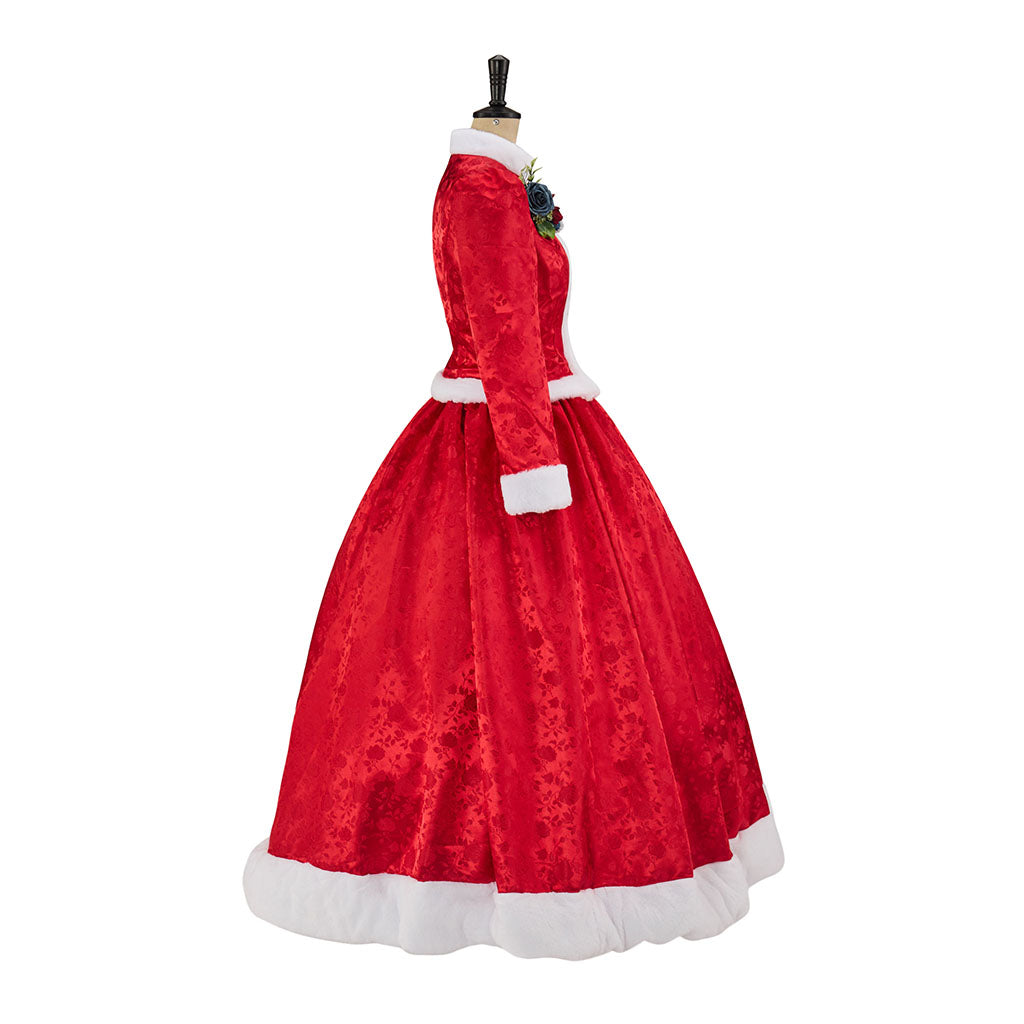 Rococo Style Solid Red Velvet Ball Gown with Matching Headpiece for Historical Reenactments Cosplay Events Halloween Christmas