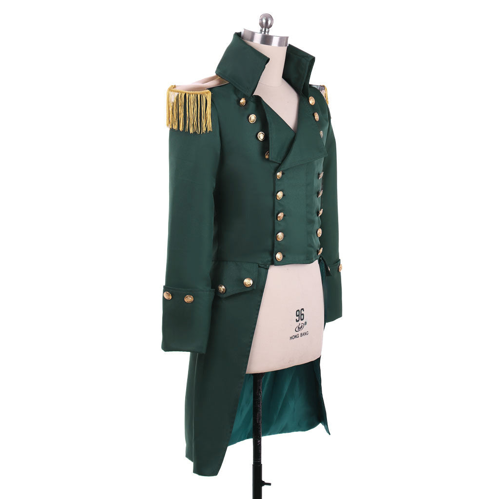 Medieval Men's Green Rococo Court Coat with Gold Buttons Cosplay Stage Costume Adult Halloween Christmas Party Themed Outfit