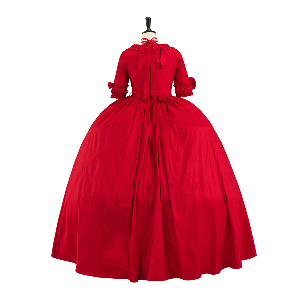 Rococo Style Solid Red Ball Gown for Historical Reenactments Cosplay Events Rococo Themed Gatherings Halloween Christmas