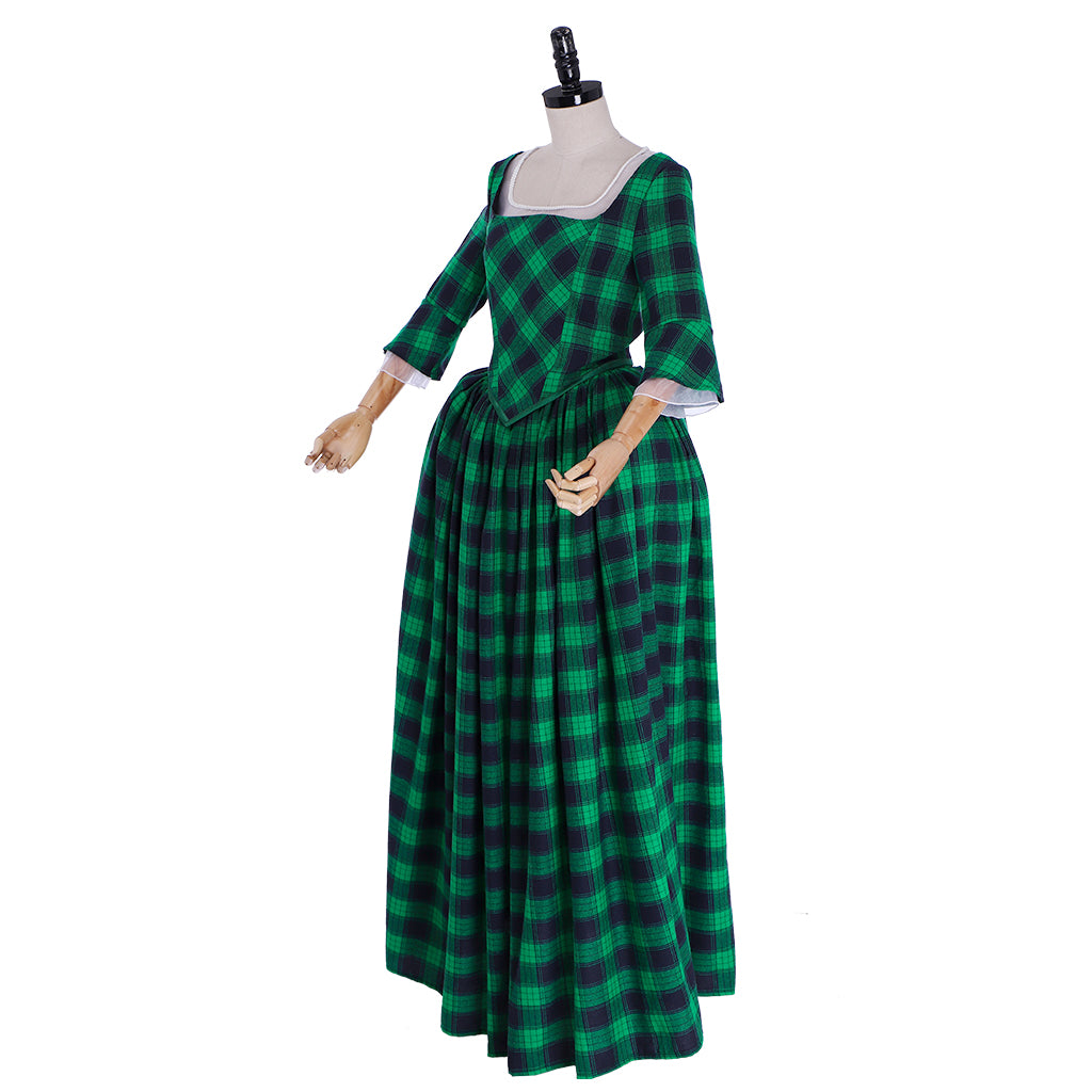 Medieval Renaissance Gothic Rococo Inspired Long Length Prom Plaid Dress Party Costume Prom Dress Princess Shakespeare Gentlewoman Color Green Women's Royal Halloween Carnival Party Evening Party Valentine's DayParty Masquerade Adults' Dress All