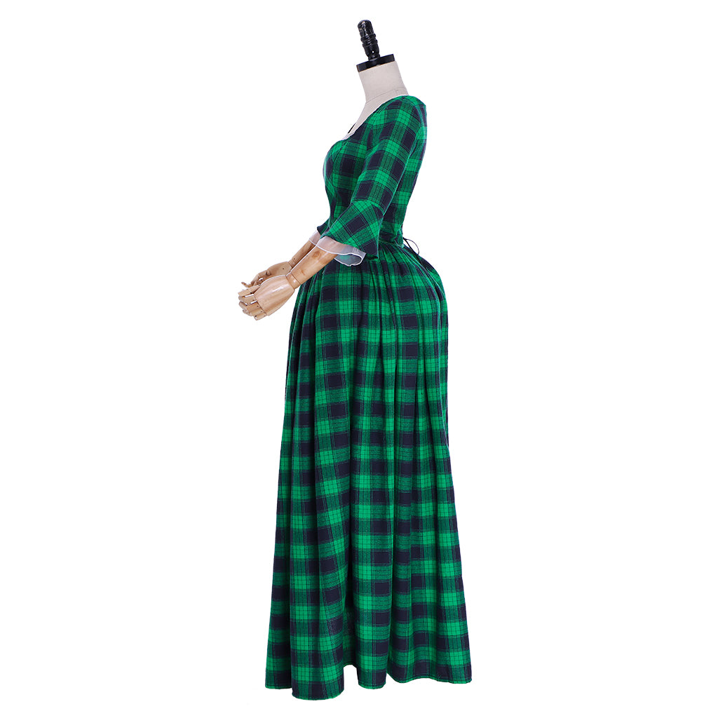 Medieval Renaissance Gothic Rococo Inspired Long Length Prom Plaid Dress Party Costume Prom Dress Princess Shakespeare Gentlewoman Color Green Women's Royal Halloween Carnival Party Evening Party Valentine's DayParty Masquerade Adults' Dress All