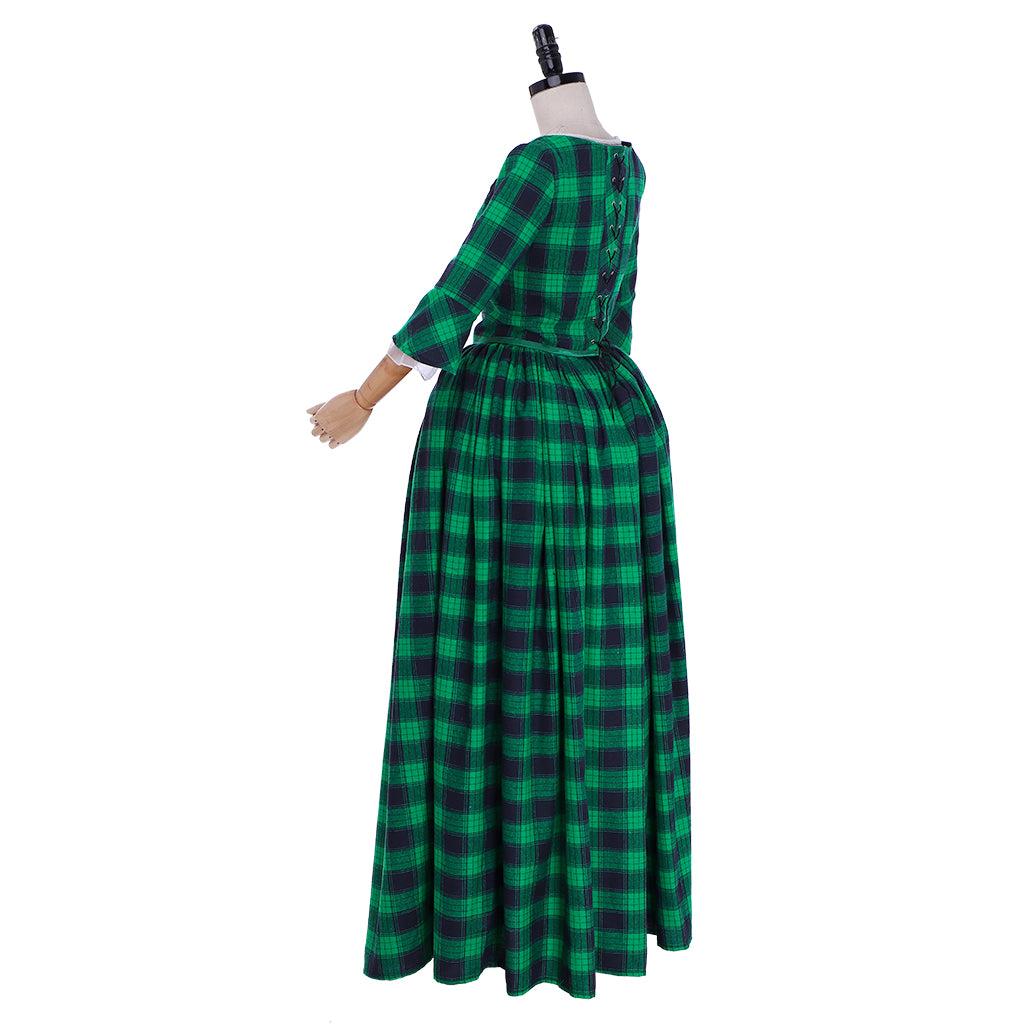 Medieval Renaissance Gothic Rococo Inspired Long Length Prom Plaid Dress Party Costume Prom Dress Princess Shakespeare Gentlewoman Color Green Women's Royal Halloween Carnival Party Evening Party Valentine's DayParty Masquerade Adults' Dress All