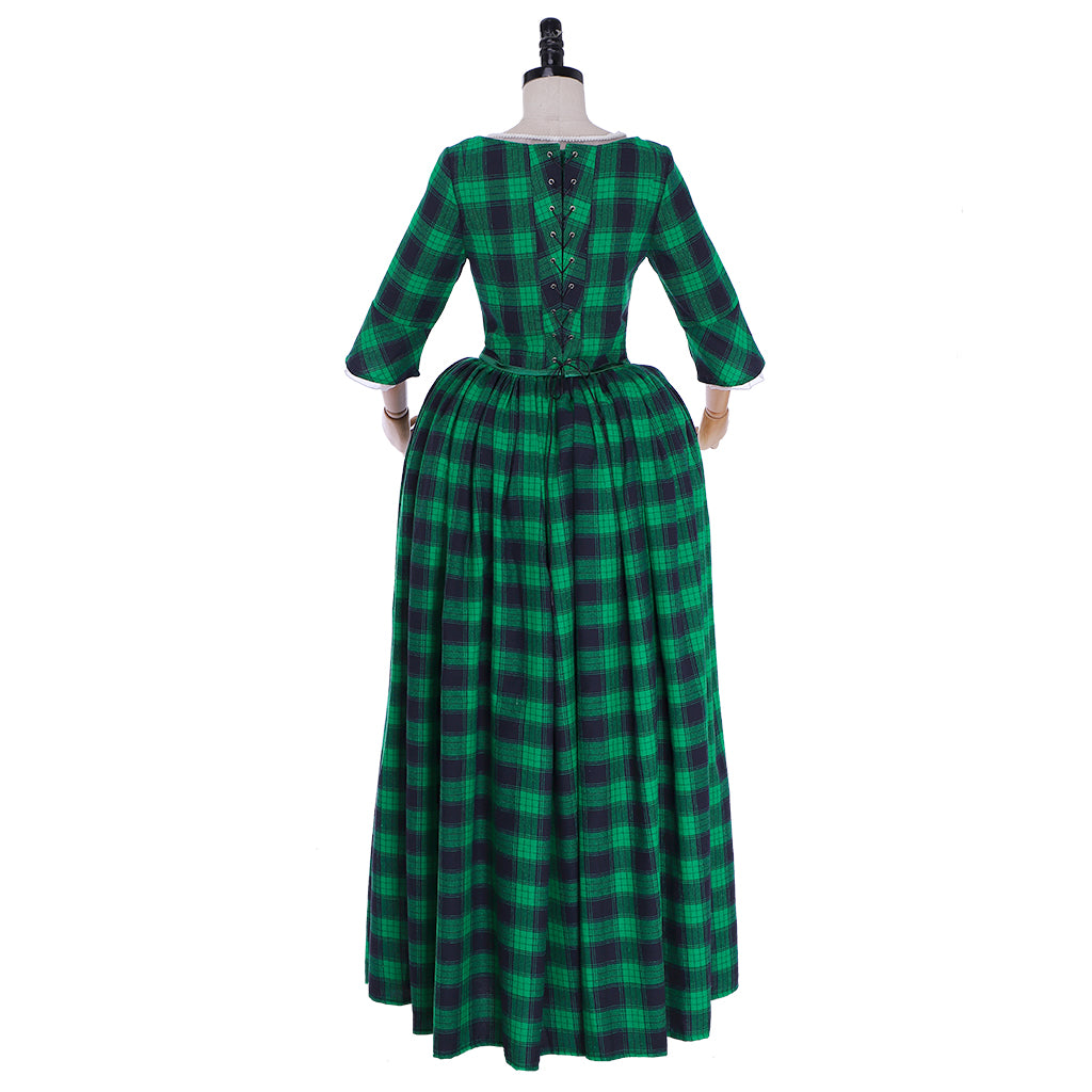 Medieval Renaissance Gothic Rococo Inspired Long Length Prom Plaid Dress Party Costume Prom Dress Princess Shakespeare Gentlewoman Color Green Women's Royal Halloween Carnival Party Evening Party Valentine's DayParty Masquerade Adults' Dress All