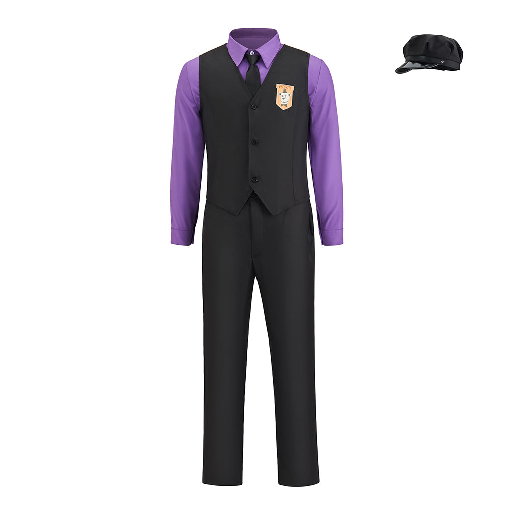 Medieval Victorian - Inspired Black Vest Set with Purple Shirt and Matching Cap for Vintage Gatherings Cosplay Events Halloween Christmas