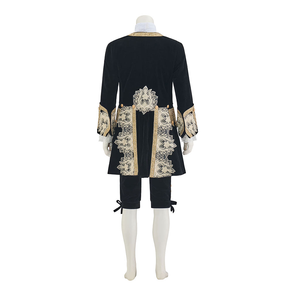 Baroque Embroidered Court Frock Coat with Lace Jabot for Historical Reenactments Cosplay Events Rococo Themed Gatherings Halloween Christmas