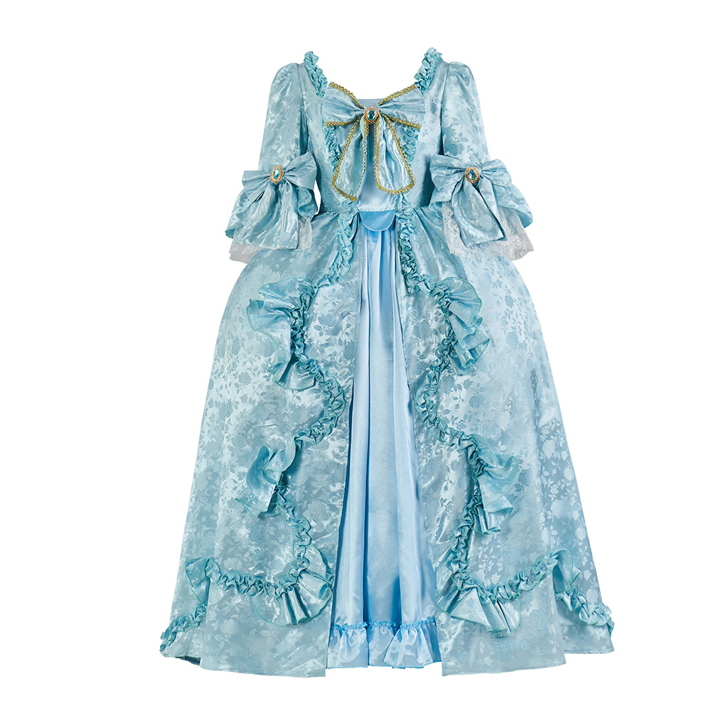 Rococo Inspired Elegant Brocade Ball Gown with Puff Sleeves for Historical Reenactments Renaissance Fairs Themed Balls Cosplay Halloween Christmas