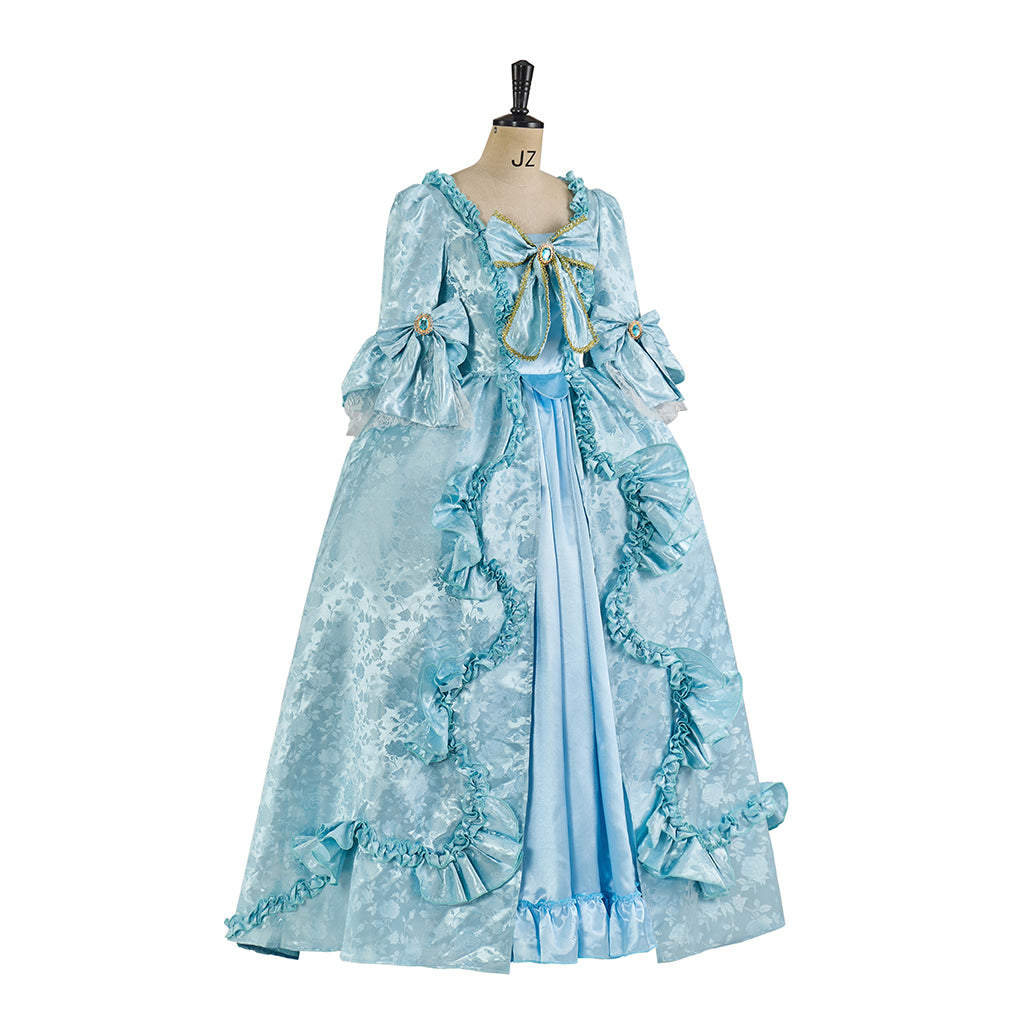Rococo Inspired Elegant Brocade Ball Gown with Puff Sleeves for Historical Reenactments Renaissance Fairs Themed Balls Cosplay Halloween Christmas