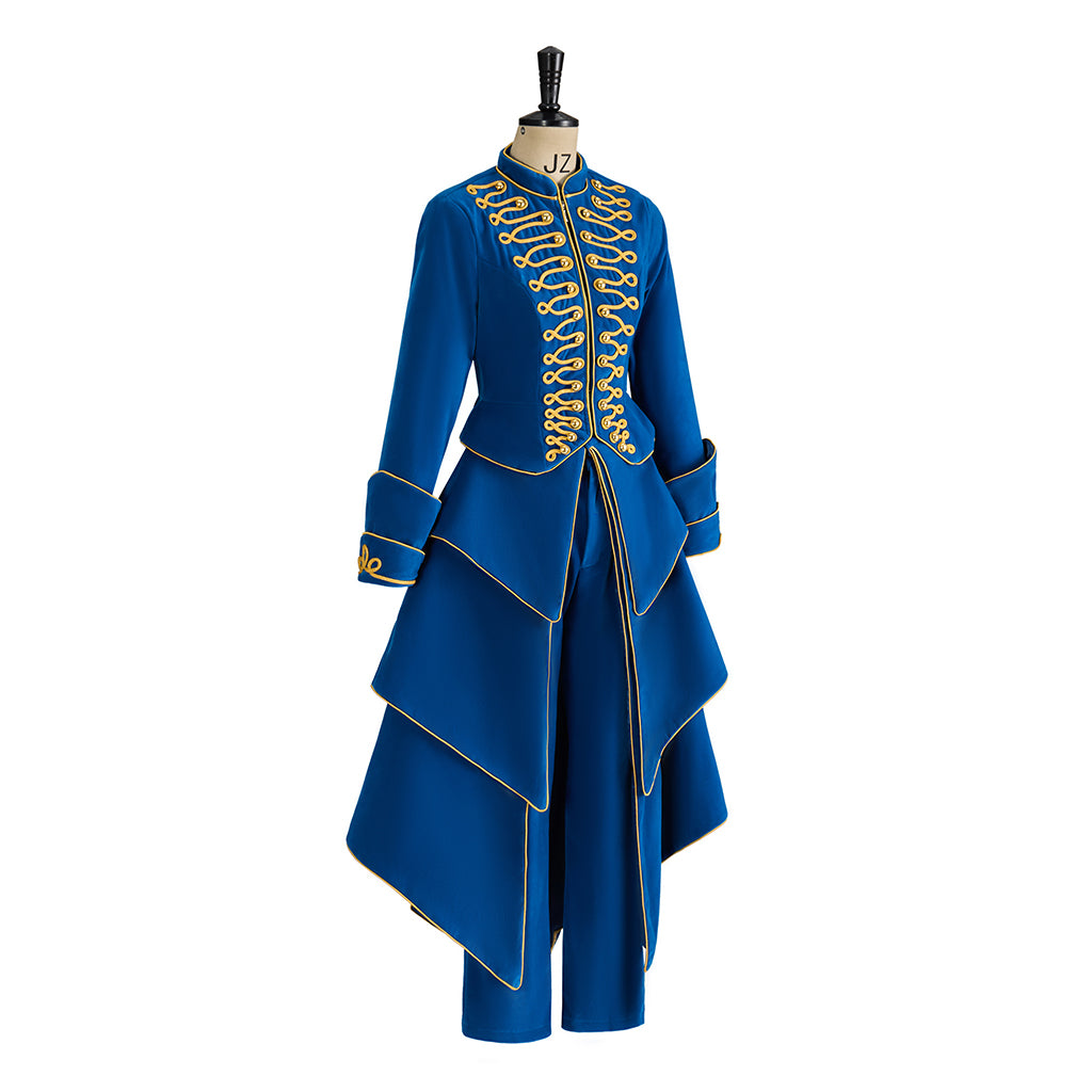 Baroque Inspired Rich Blue Gold - Embellished Tailcoat Style Ensemble for Historical Reenactments Baroque Themed Halloween Christmas