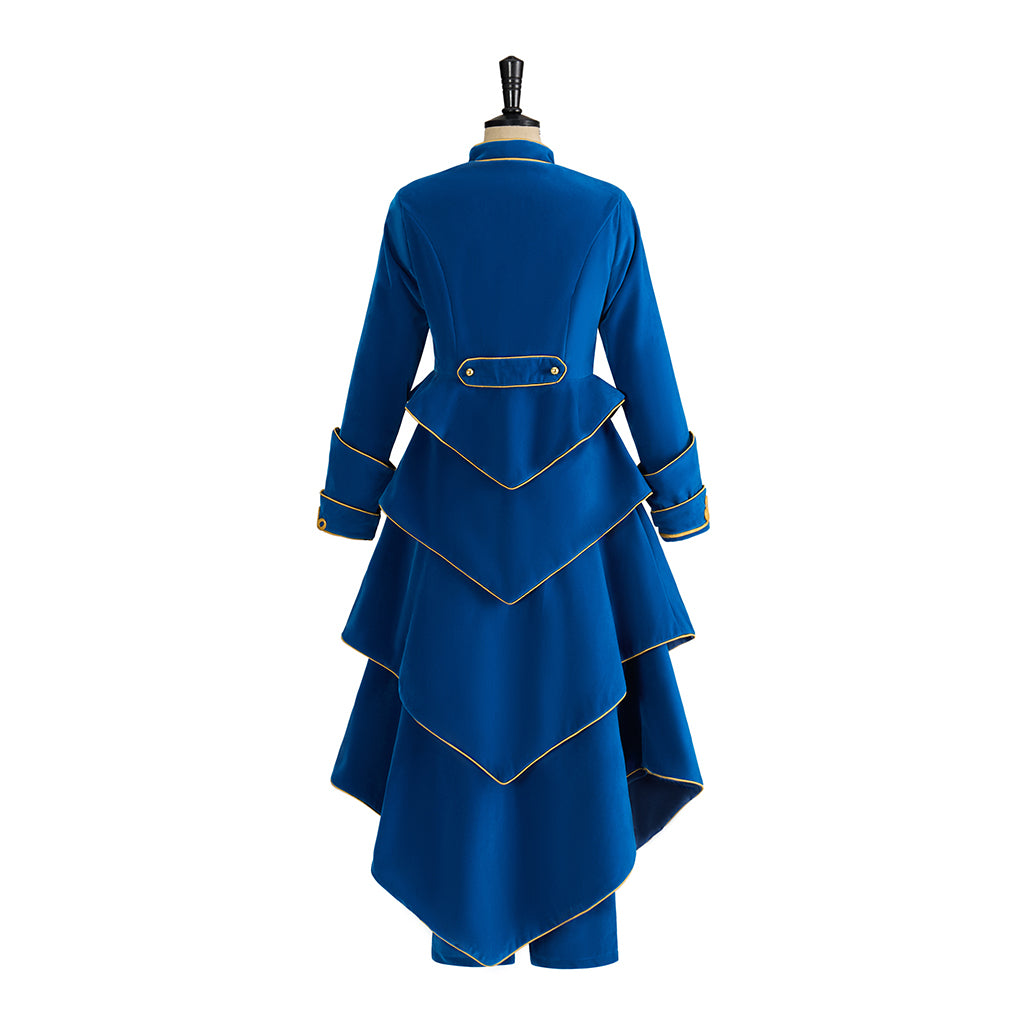 Baroque Inspired Rich Blue Gold - Embellished Tailcoat Style Ensemble for Historical Reenactments Baroque Themed Halloween Christmas