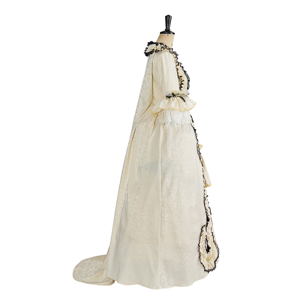 Rococo Inspired Ornate Embroidered Court Gown with Elaborate Trim for Historical Reenactments Renaissance Fairs Themed Balls Cosplay Halloween Christmas